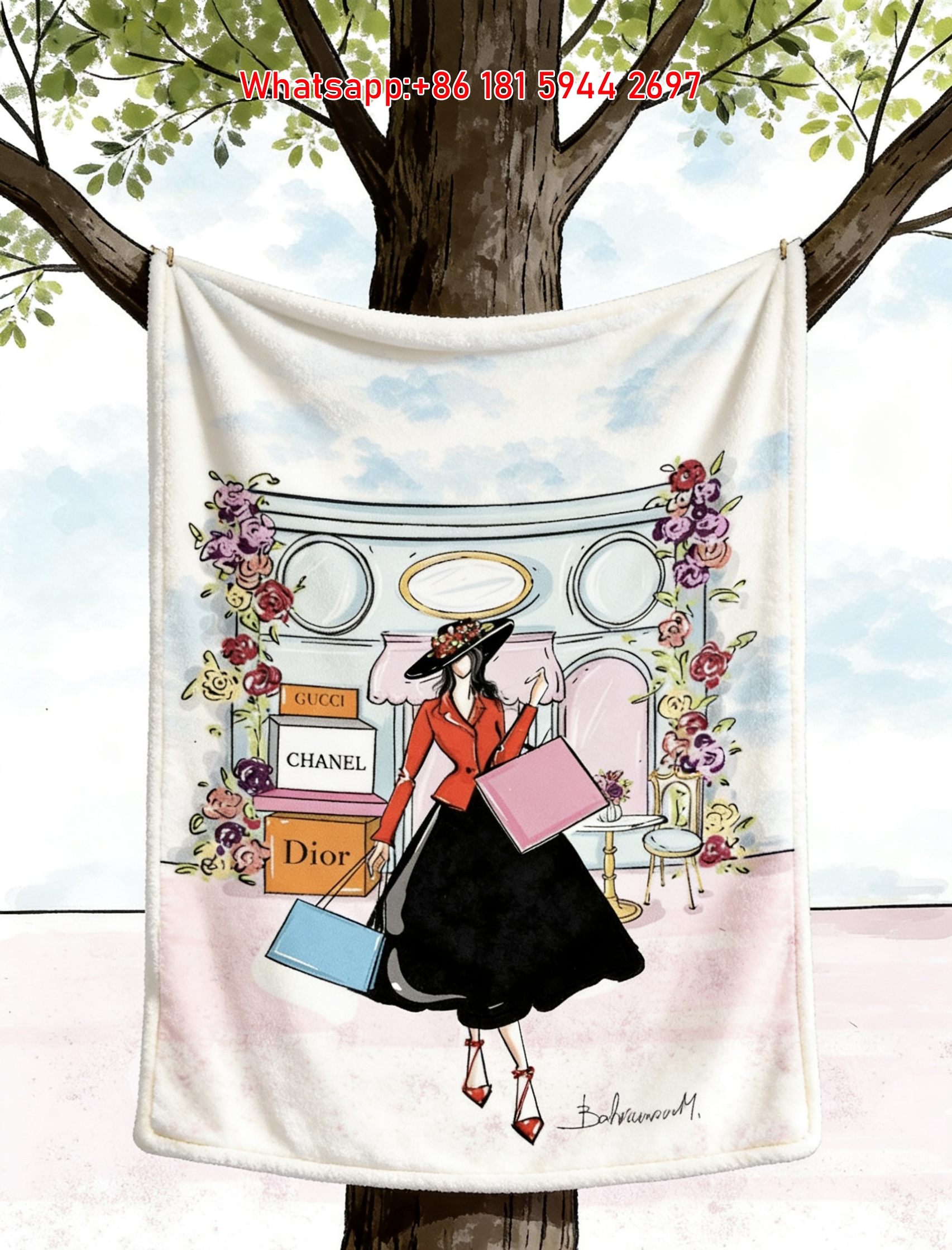 Chanel Luxury Shopping Fashion Flannel Throw Blanket IMG_6888